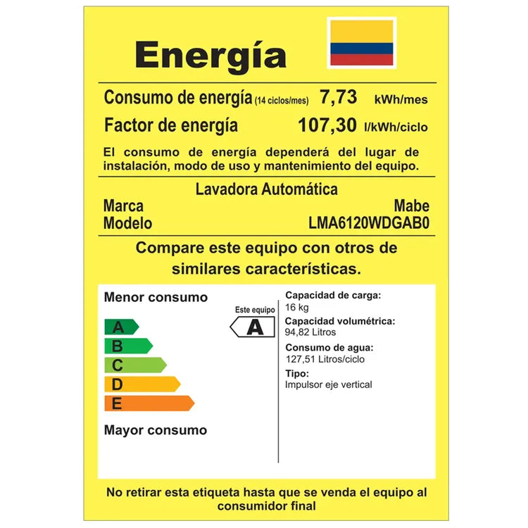 Lavadora MABE 16KG Automática Propela LMA6120WDGABO
