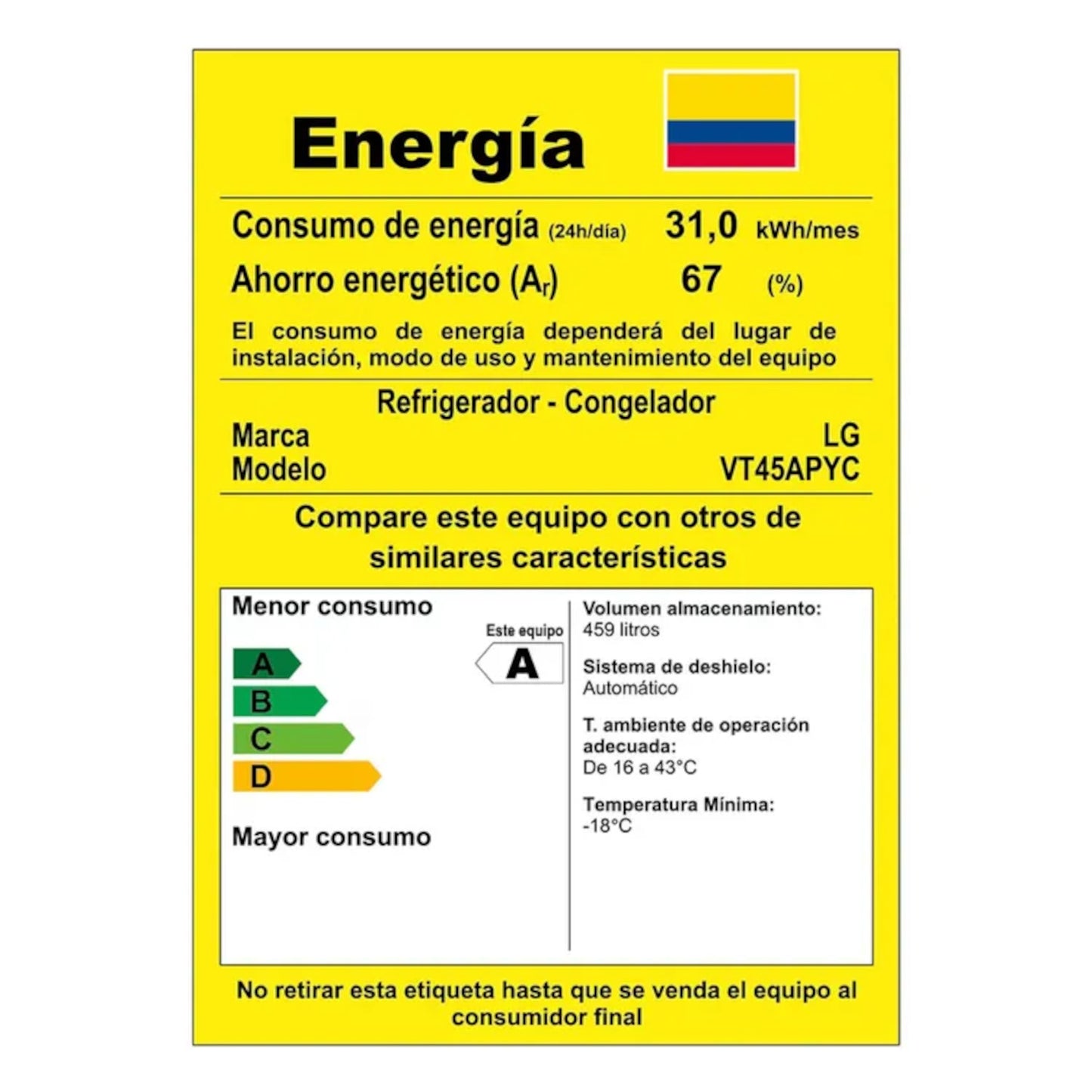 Nevera LG No Frost Congelador Superior Gris VT45APYC - 459 LTS