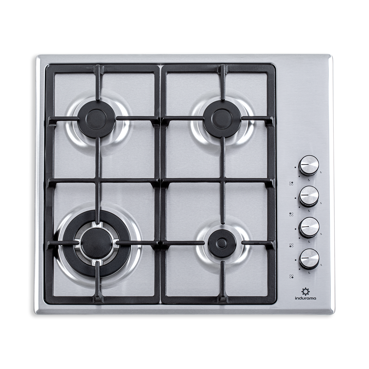 Estufa Empotrable 60 cm Inox 4 Quemadores Triple Corona Indurama Gas Natural. EGI-604AIF