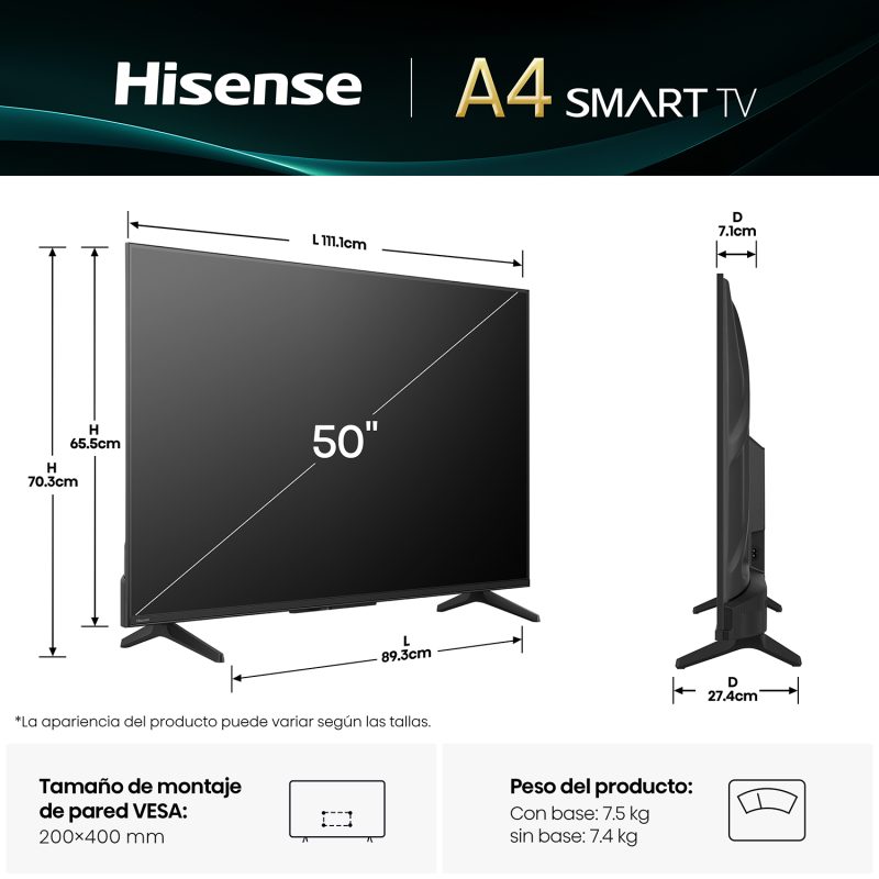 Televisor Hisense 50 LED FHD Smart TV - 50A4NV