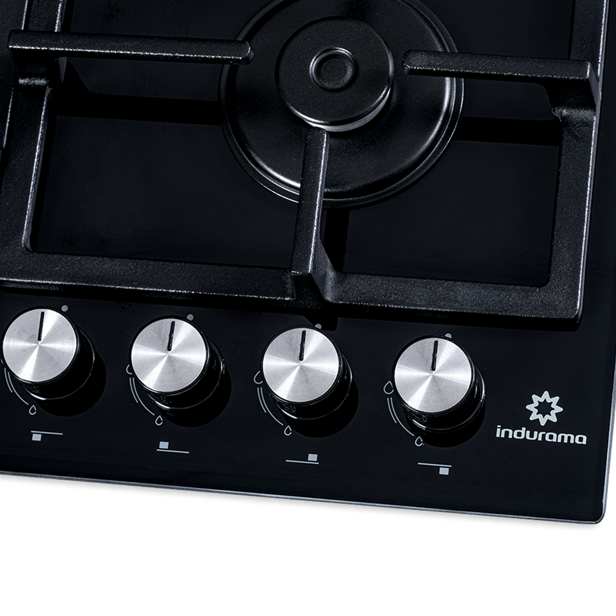 Encimera Vidrio 60 cm 4 Quemadores Triple Corona Indurama Gas Natural. EGI-604VDNF