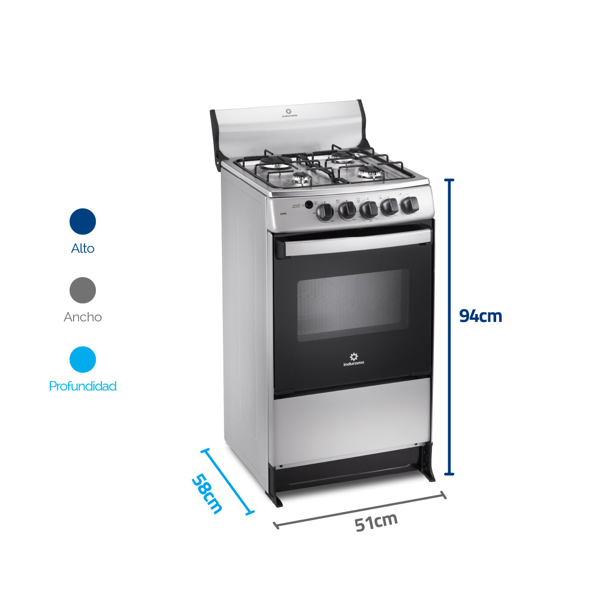 Estufa Indurama Capri 4 Ptos Inox - Línea Spazio Plus - 30001799