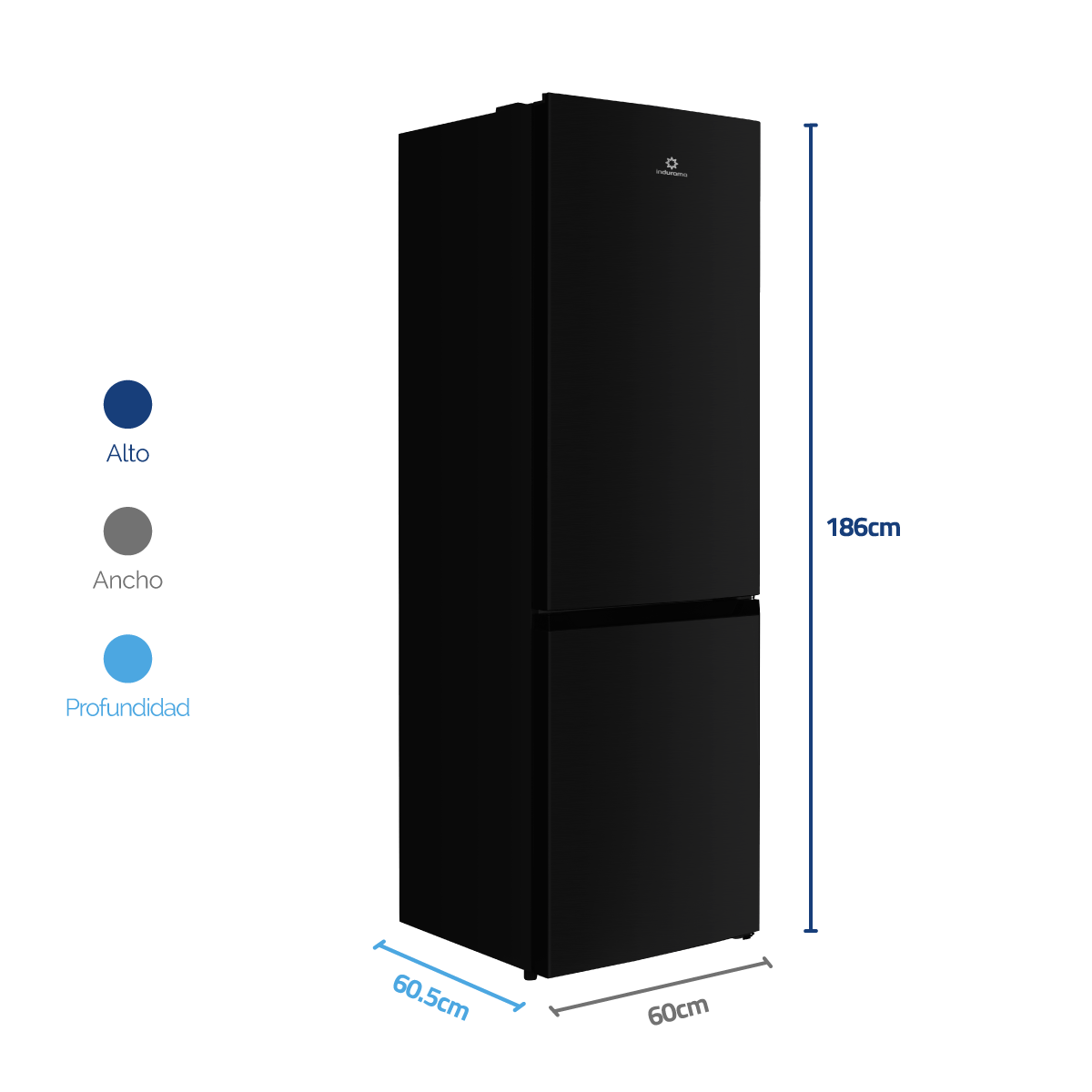 Nevera Indurama Tipo Europeo Bottom Mount Ri-6312 Negra 312 Lts