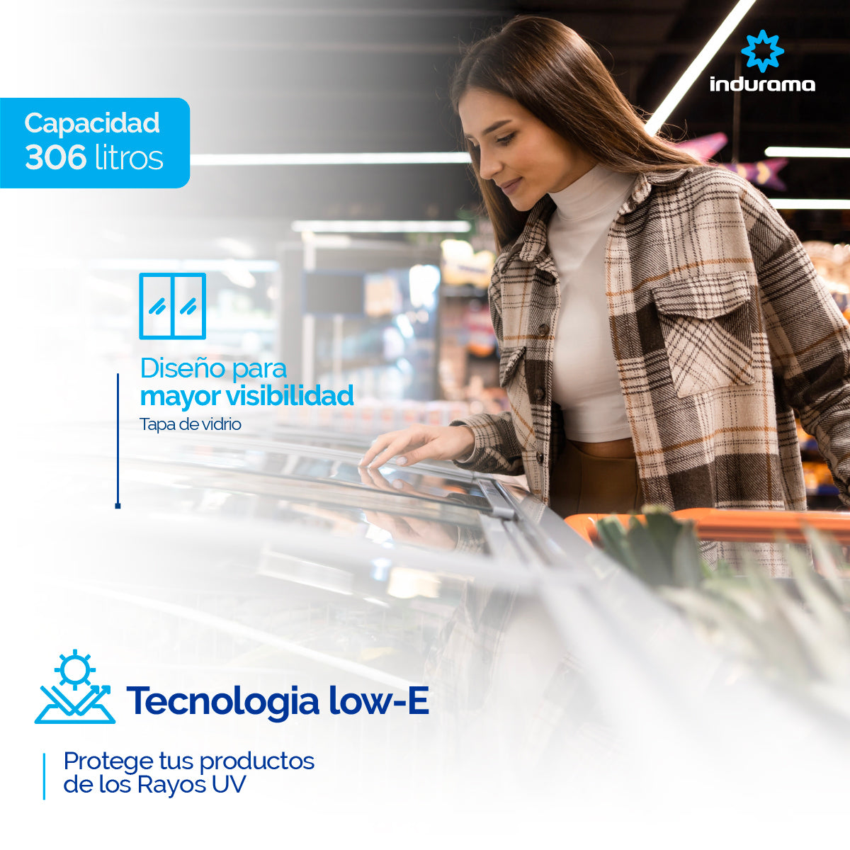 Congelador Indurama Horizontal 306 Litros Tapa de Vidrio - CI-299TV