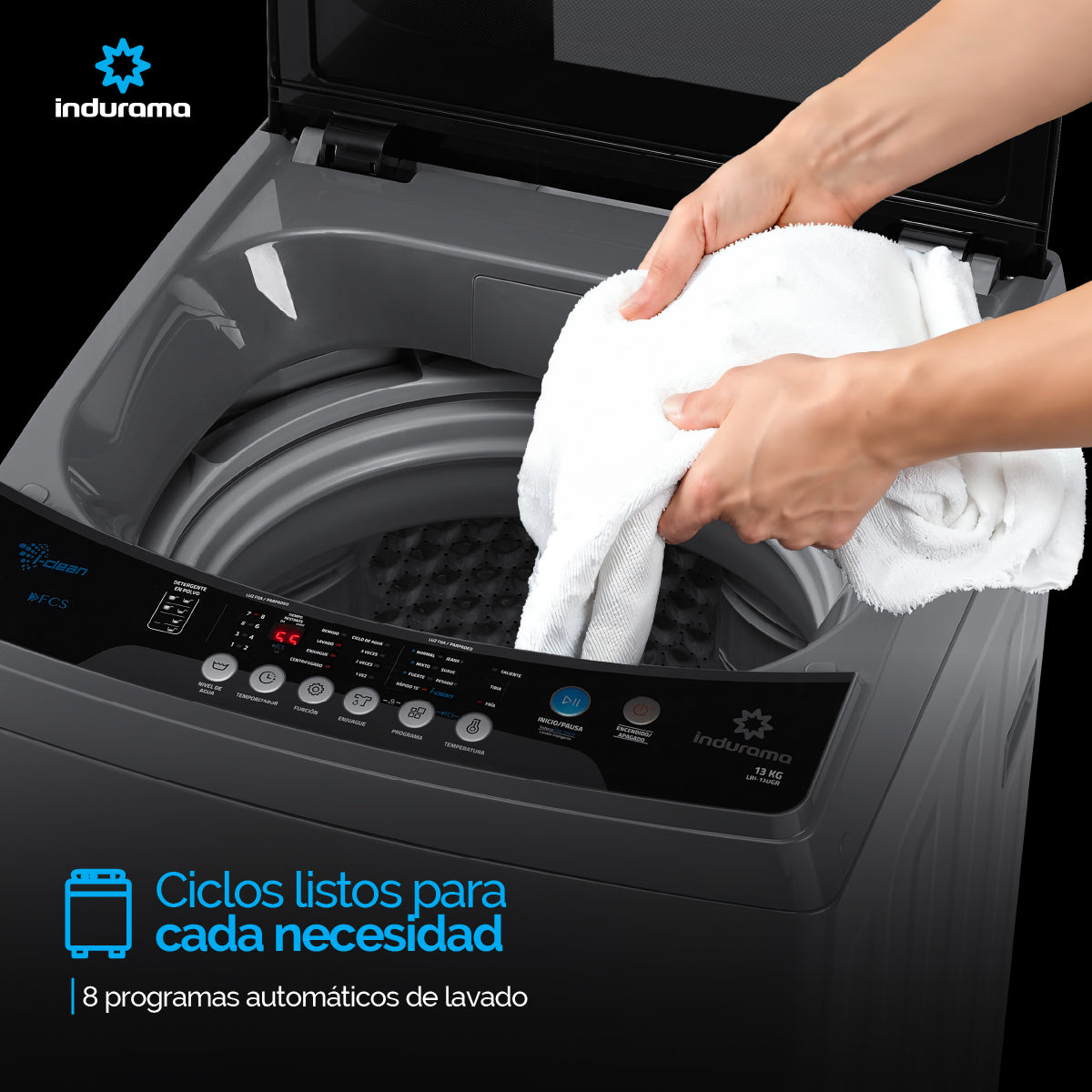 Lavadora Automática Indurama 13 Kg Gris - LRI-13DGRI