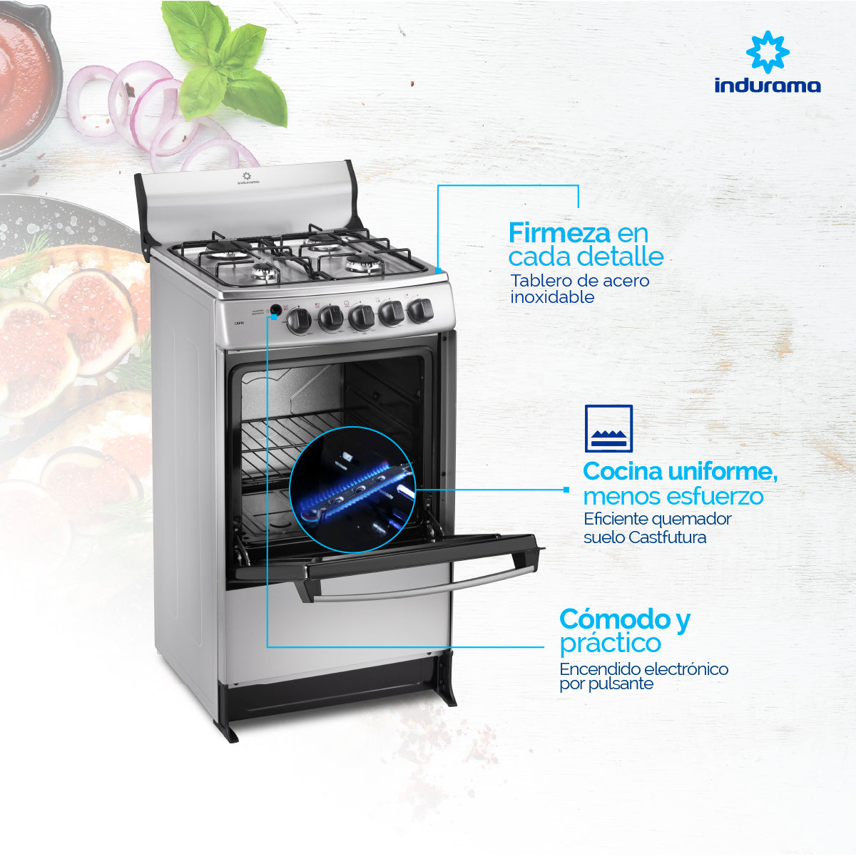 Estufa Indurama Capri 4 Ptos Inox - Línea Spazio Plus - 30001799
