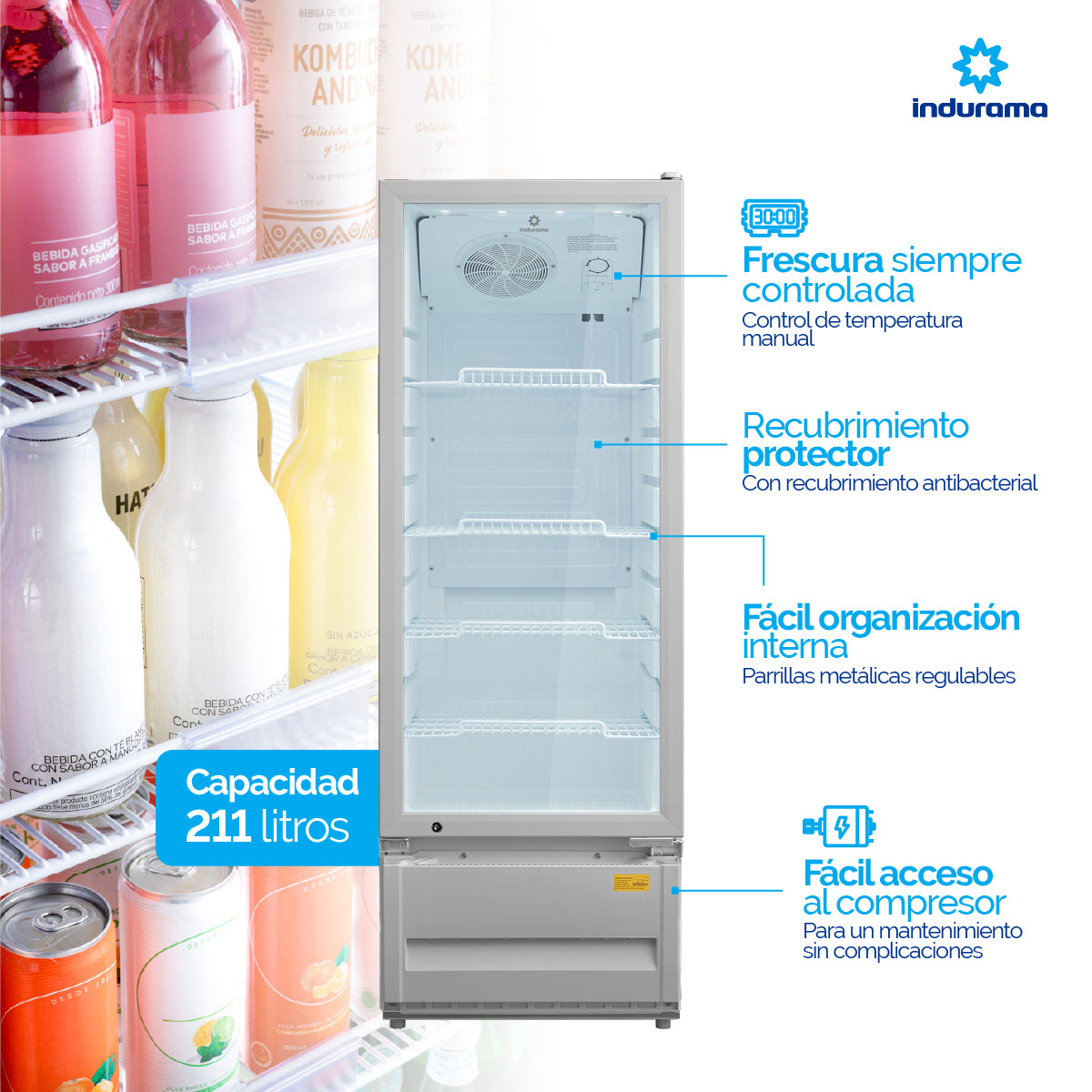 Vitrina Indurama 211 LTS Brutos Gris - VFV-211NL