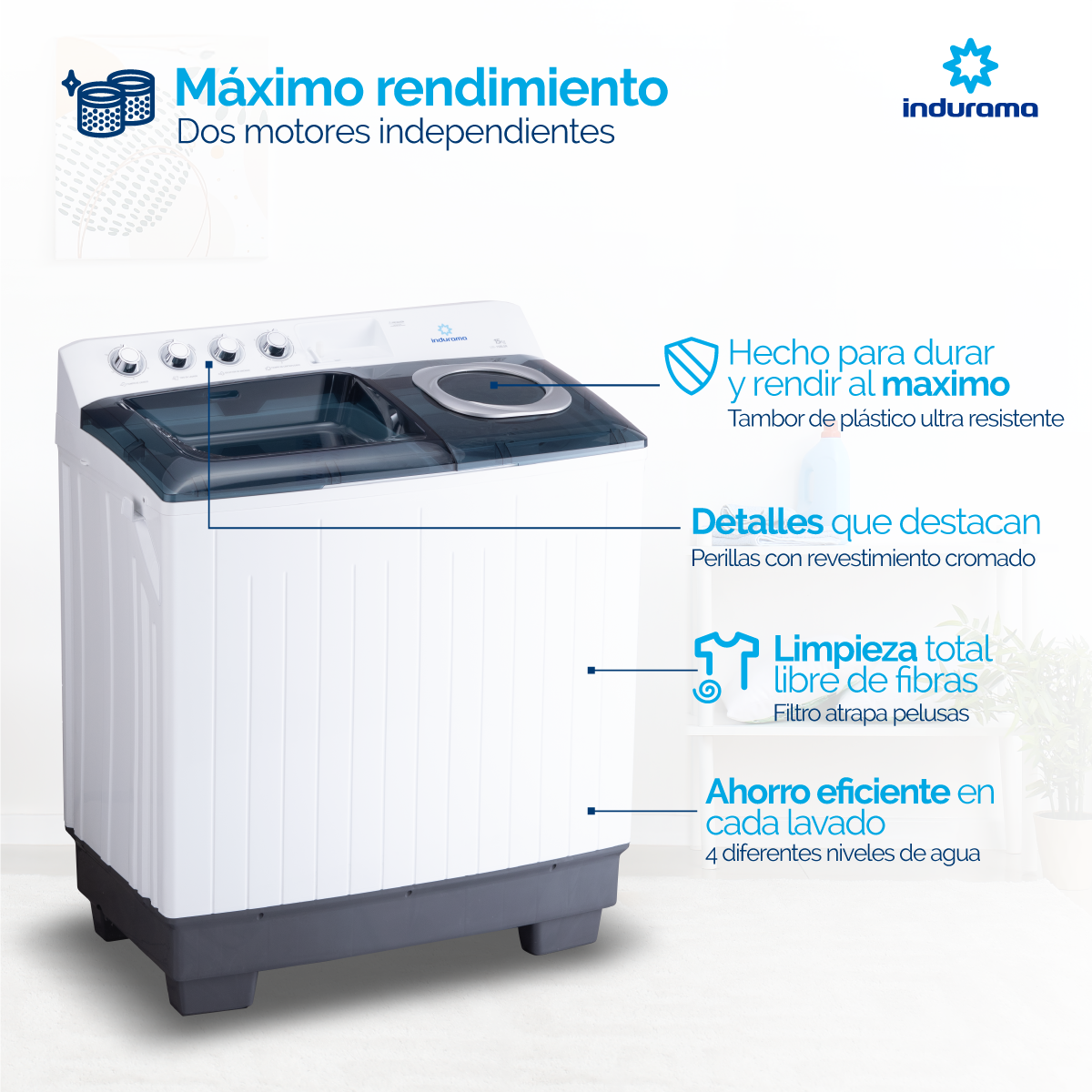 Lavadora Semiautomatica Indurama 15Kg - LRI-15BLSA