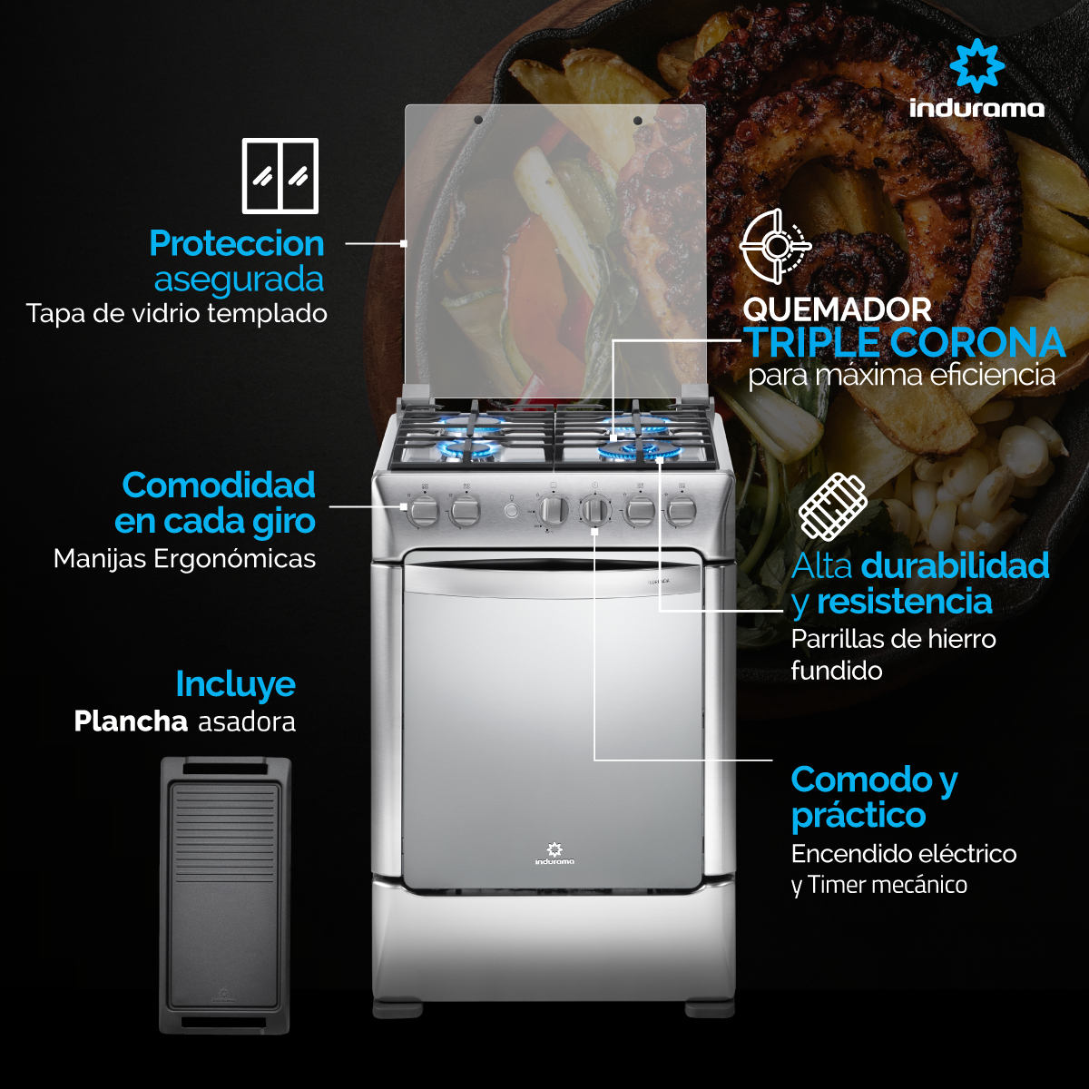 Estufa INDURAMA Florencia Zafiro Croma Gas Natural 30000848