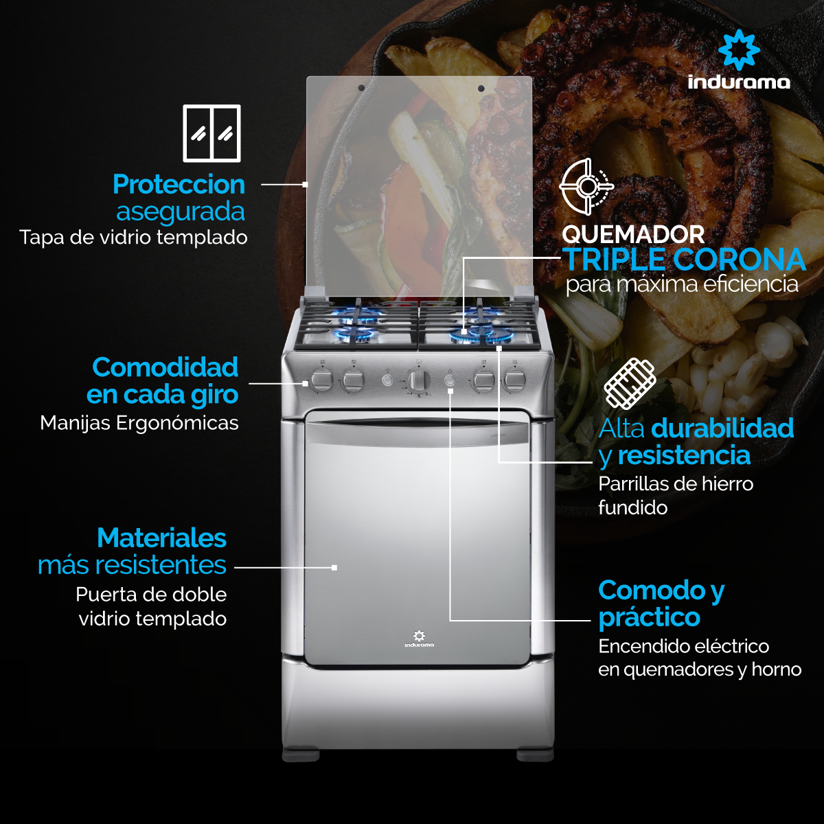 Estufa INDURAMA Granada Zafiro Croma C24 Gas Natural 30000843