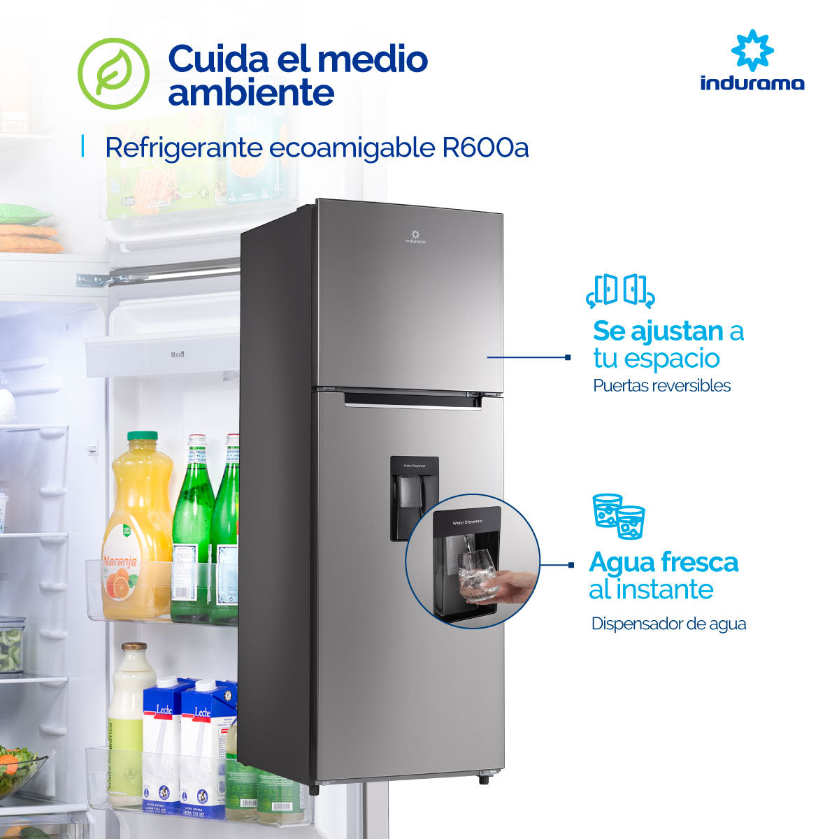 Nevera INDURAMA No Frost Acero RI-439D - 354 LTS