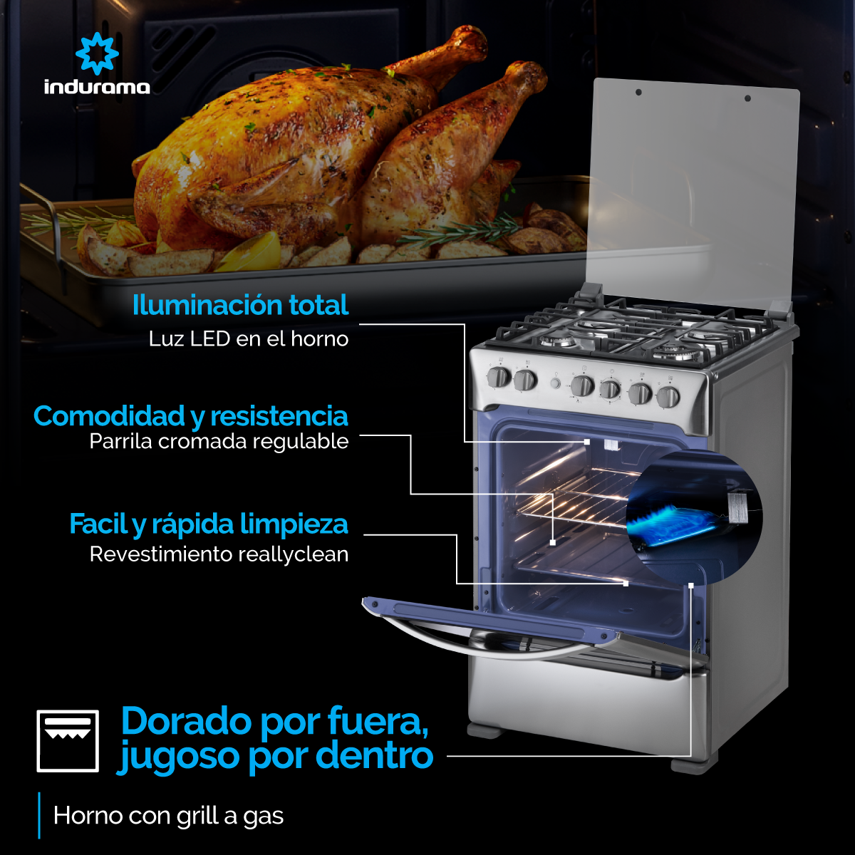 Estufa INDURAMA Florencia Zafiro Croma Gas Natural 30000848