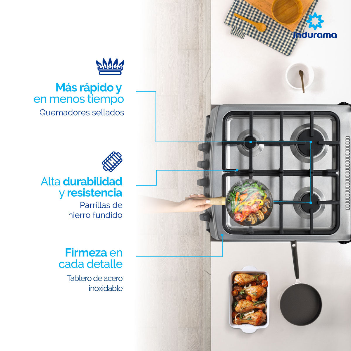 Estufa INDURAMA Bilbao Plus 4PTOS Gas Natural TBIL008