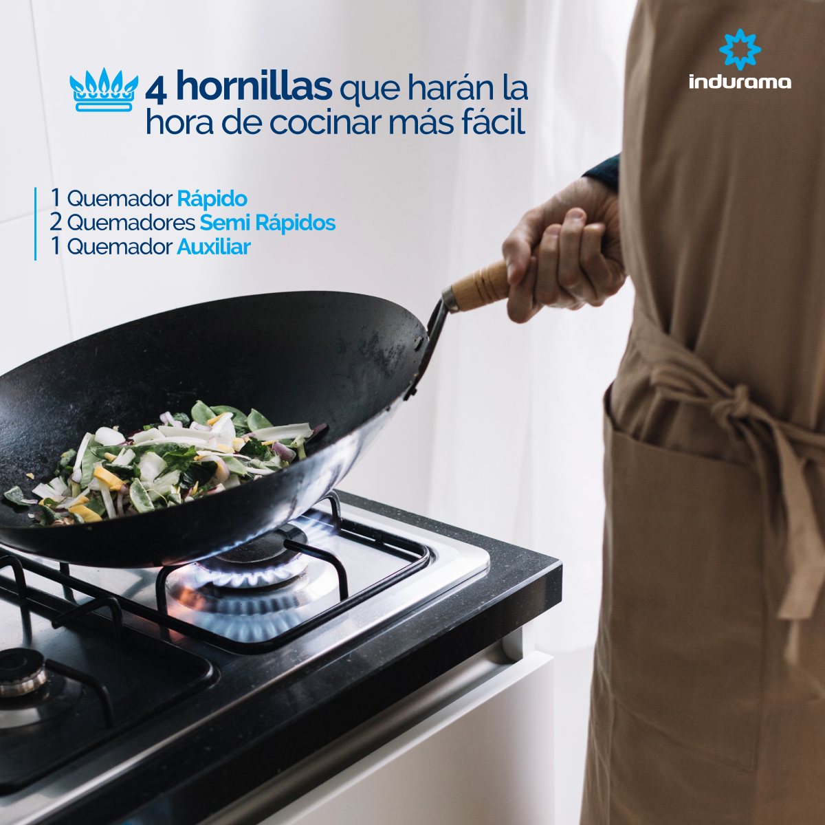 Estufa de Empotrar 60 cm Inox 4 Quemadores Indurama Gas Natural  Encendido Automático.EGI-604AIA Inox