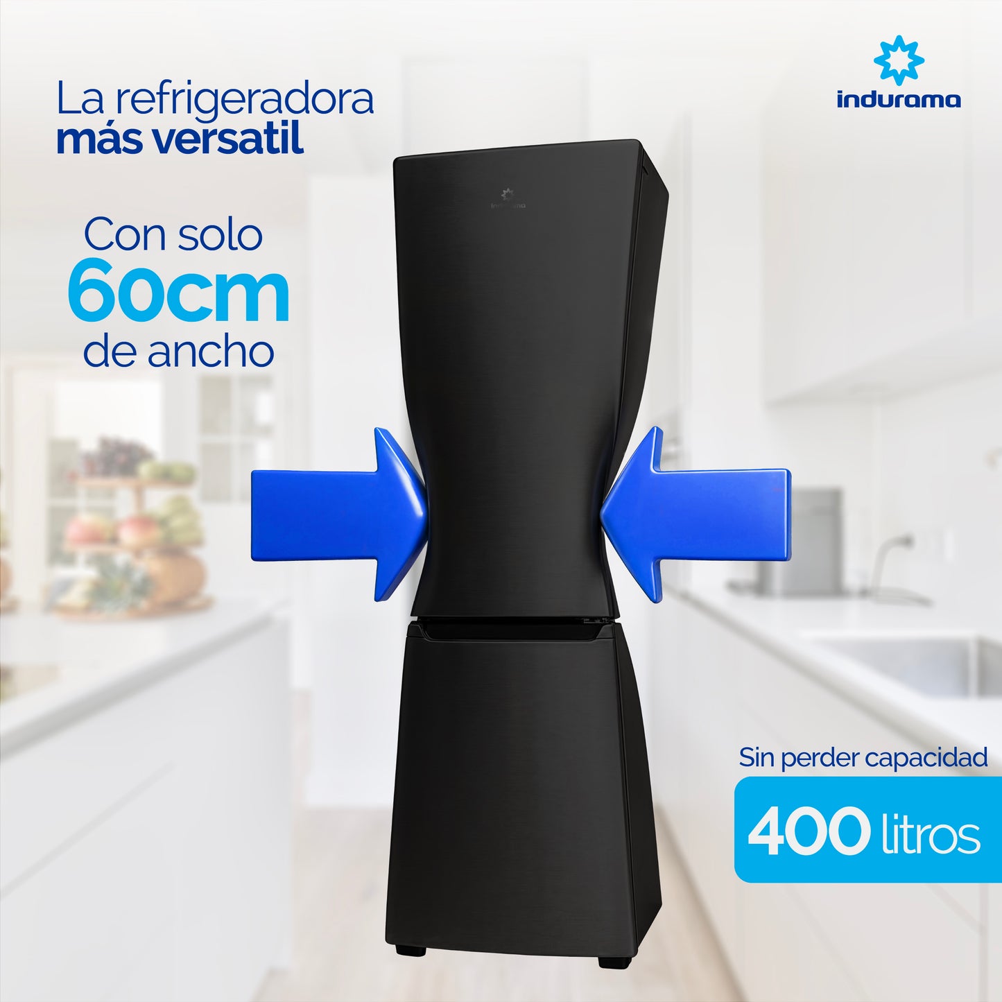 Nevera Indurama RI-6448NE con Congelador Inferior 400 Lt