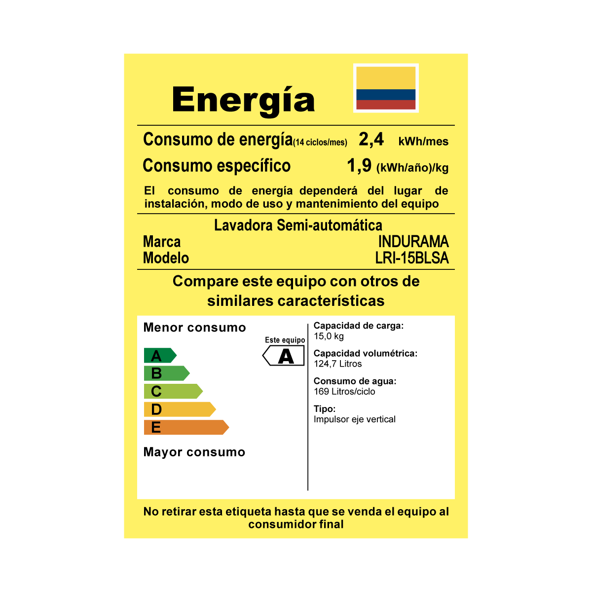 Lavadora Semiautomatica Indurama 15Kg - LRI-15BLSA