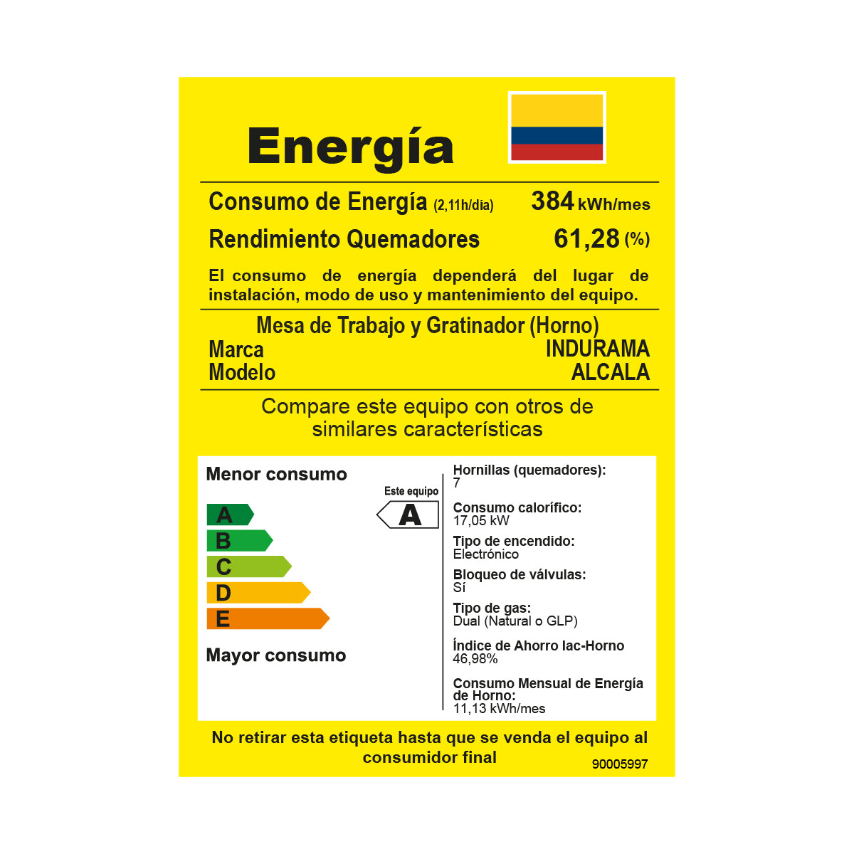 Estufa INDURAMA Alcala Quarzo Gas Natural 30001145