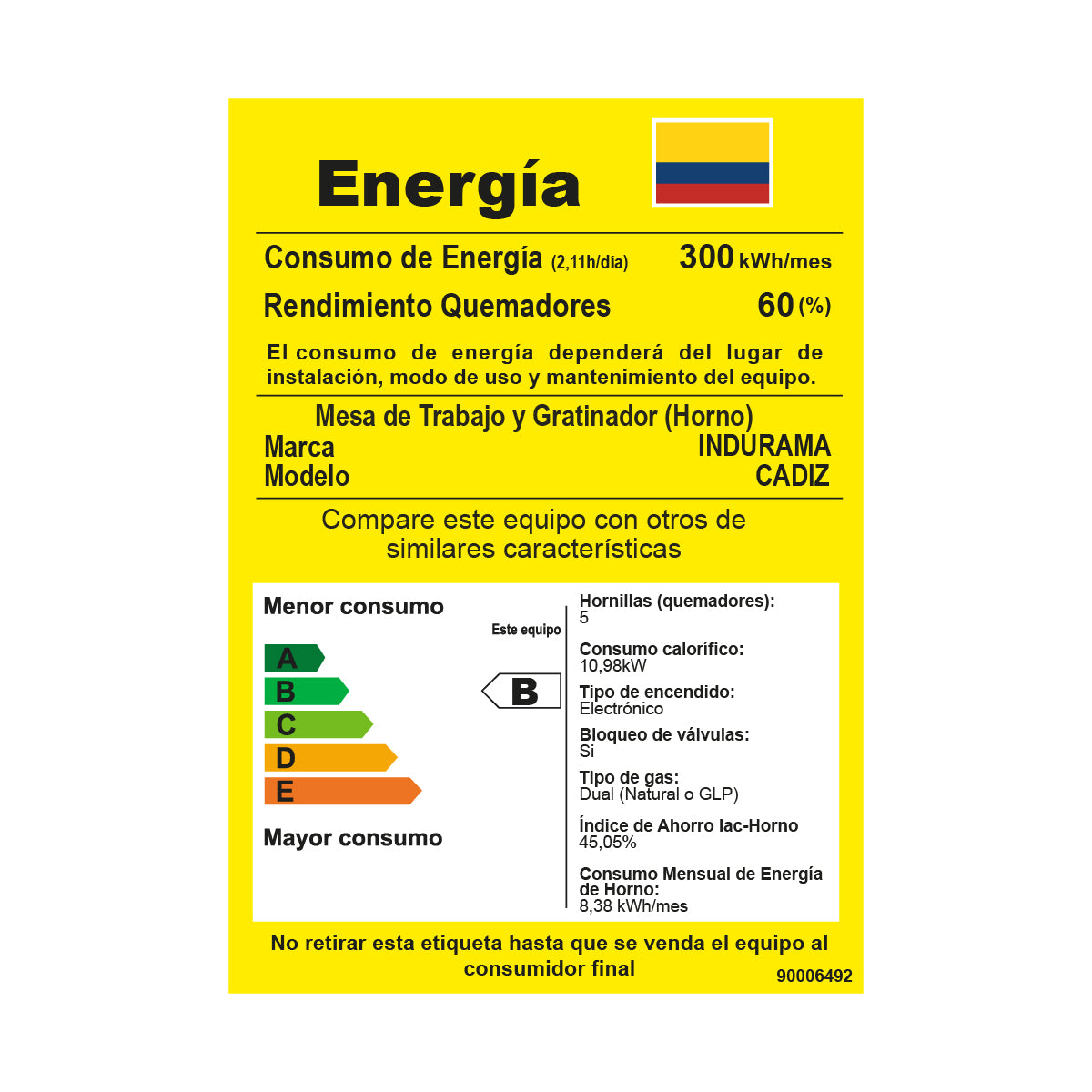Estufa INDURAMA CADIZ 4 PTS Gas Natural 30001498