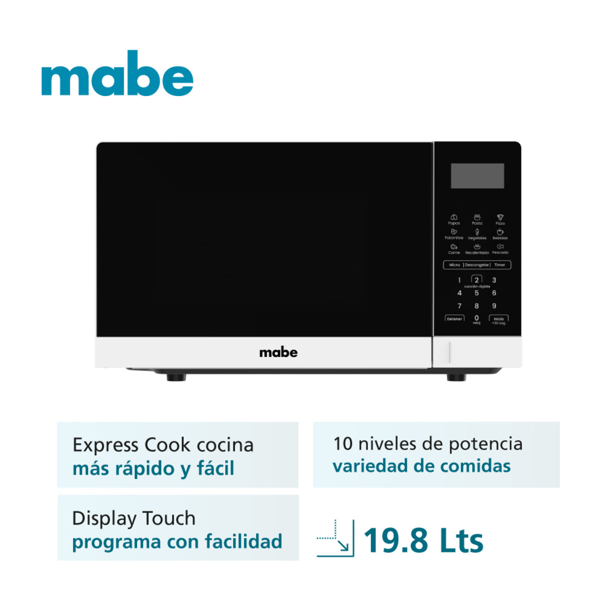 Horno Microondas Mabe 0.7 cuft (19.8 Litros) Negro - HMM07BBW