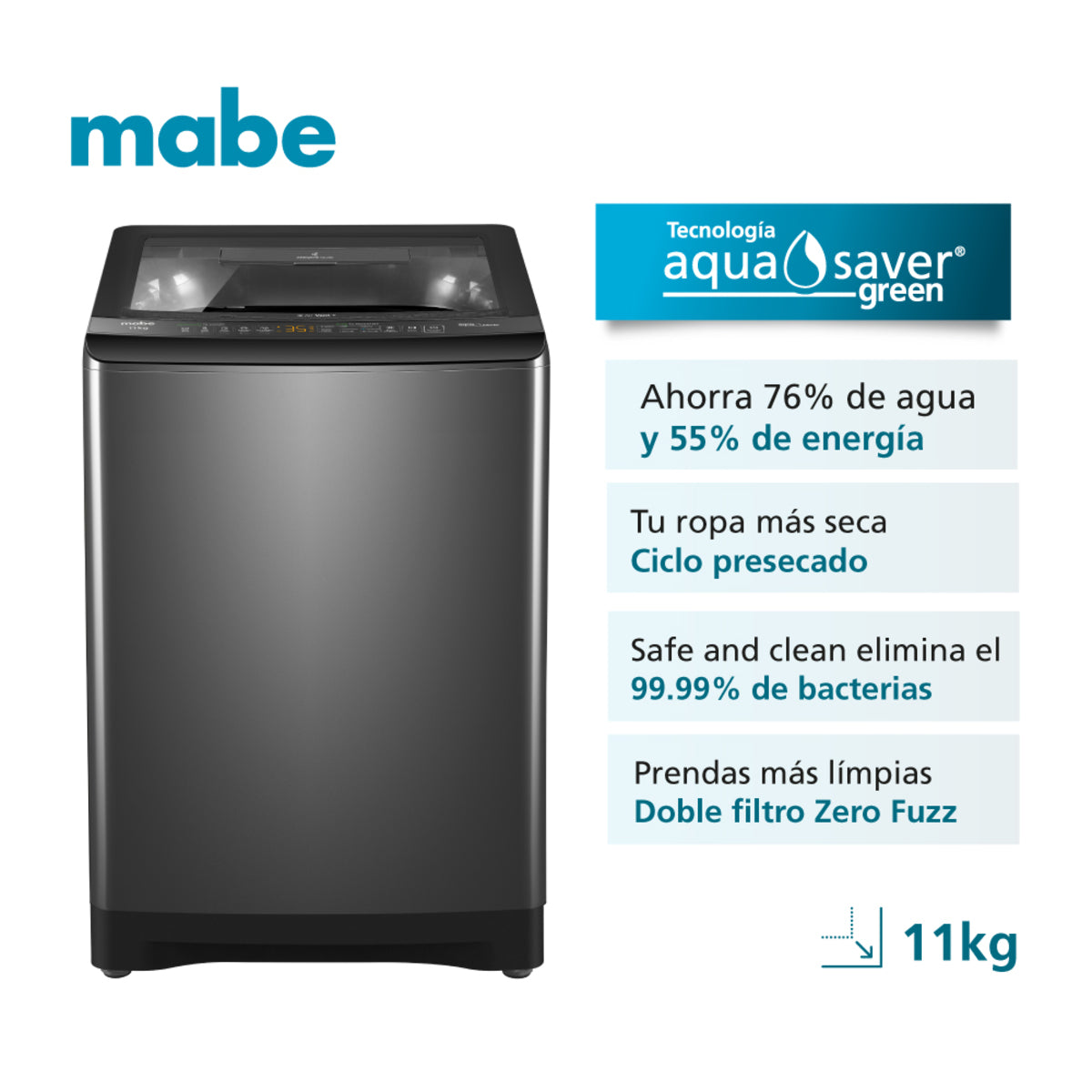 Lavadora Mabe Automática 11 Kg Diamond Gray - LMA1120WDGAB0