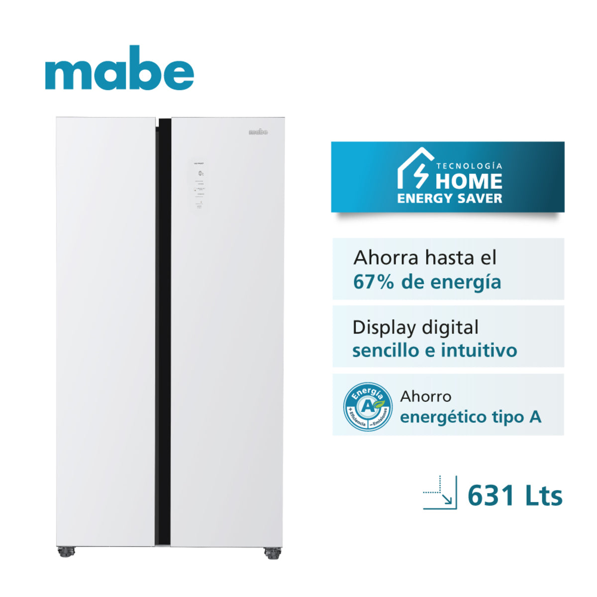 Nevecón Mabe Side by Side No Frost 631 L Brutos White Glass - MSL631LKLSG0