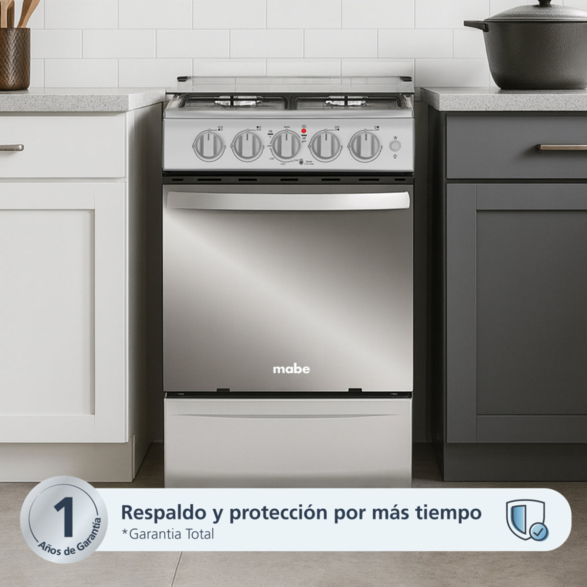 Estufa Mabe 52 cm Inox Gas Natural 4 Puestos - EMC5140ANG0