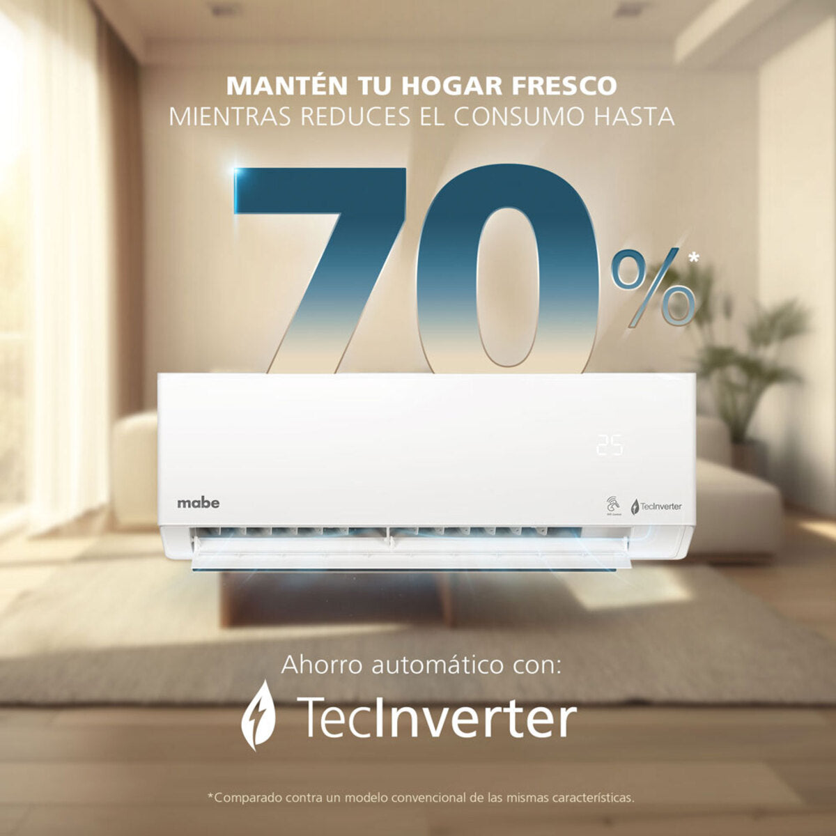 Aire Acondicionado Mabe Inverter 220v 12.000 BTU Blanco - MMI12CDBWCC32DC1