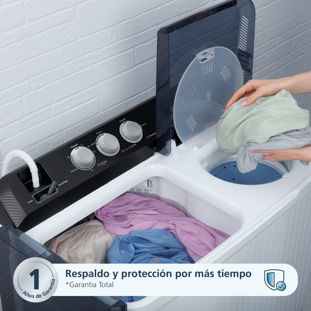 Lavadora Dos Tinas Semiautomática 16 Kg Blanca Mabe - LMD6124HBAB0