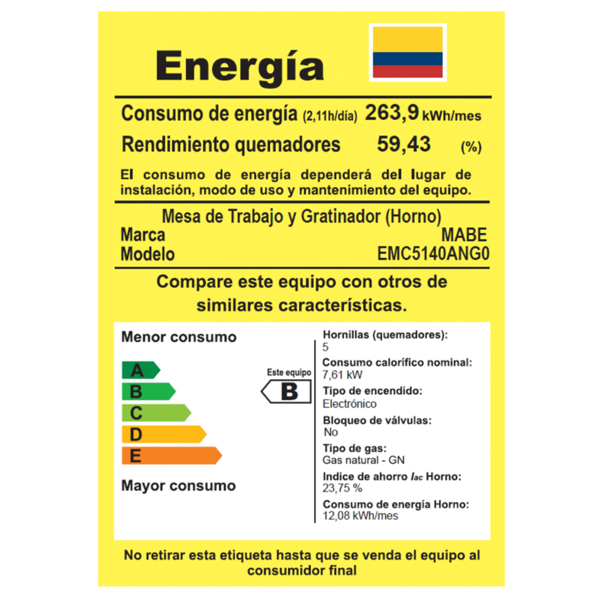 Estufa Mabe 52 cm Inox Gas Natural 4 Puestos - EMC5140ANG0