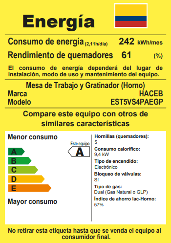 Estufa Romero Vidrio Haceb 50 cms Gas Propano Negra - Logística Haceb