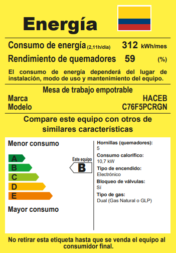 Estufa de Empotrar APL Haceb de 5 puestos a Gas Natural Negra -CUB APL CG 76 CRISTAL 5P MF GN