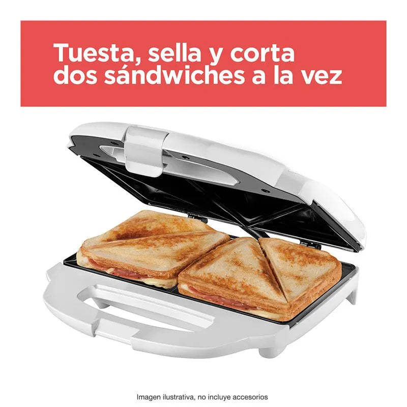 Sandwichera Black+Decker 2 Porciones a la vez Tuesta, sella y corta - SM1000W