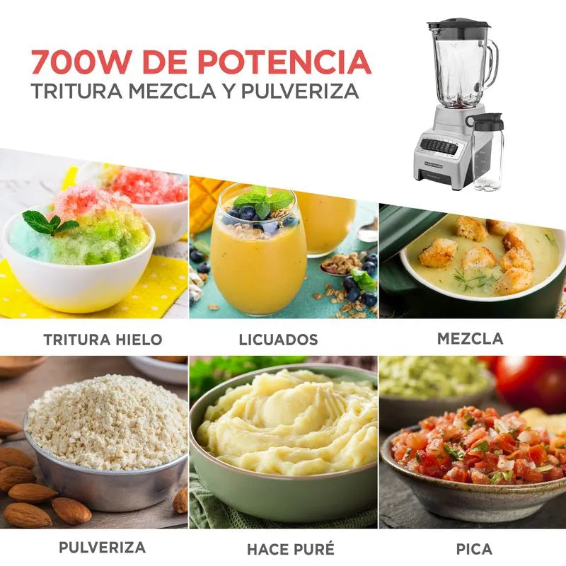 Licuadora Black+Decker Pulverix de 700 Watts 6 Cuchillas BL1140MS