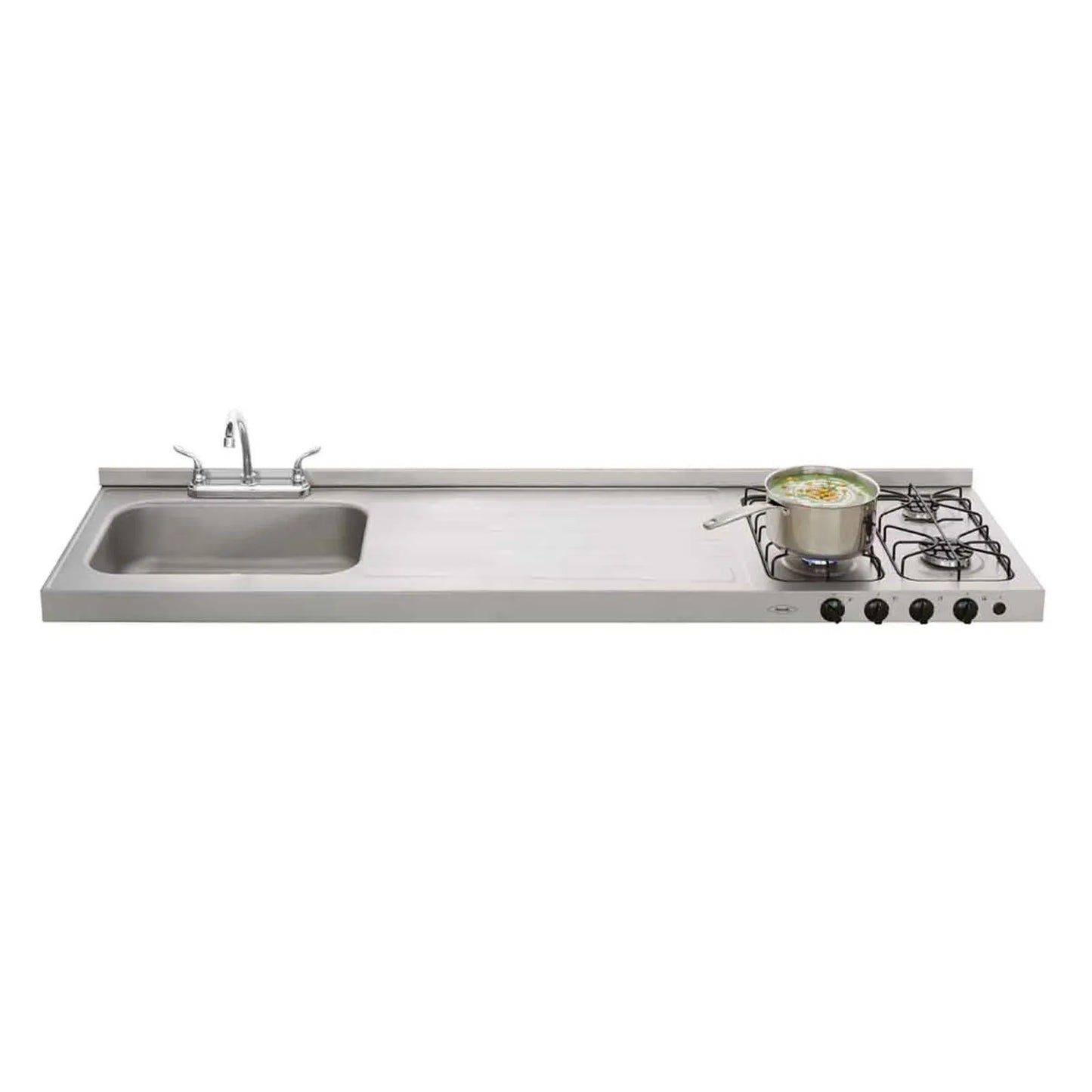 Mesón Haceb Ovata Inox 1.80 metros pozuelo izquierdo gas natural - - Logística Haceb