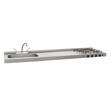 Mesón Haceb Ovata Inox 1.80 metros pozuelo izquierdo gas natural - - Logística Haceb