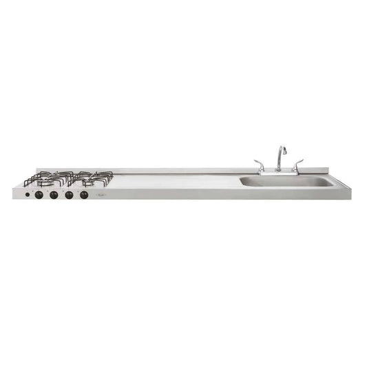 Mesón Haceb Ovata Inox 1.80 metro pozuelo derecho gas natural - MESON 1.80 GAS 4PDS EE GN INOX- Logística Haceb
