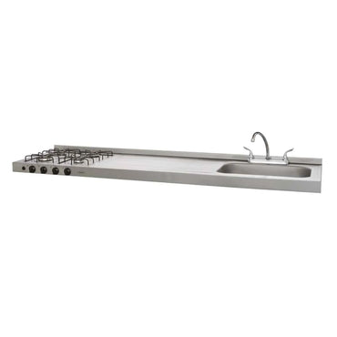 Mesón Haceb Ovata Inox 1.80 metro pozuelo derecho gas natural - MESON 1.80 GAS 4PDS EE GN INOX- Logística Haceb