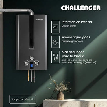 Calentador de paso a gas Challenger 12Lts Tiro Forzado - WHG7124-GN