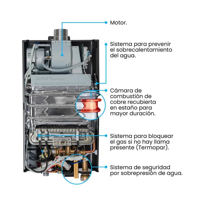 Calentador de paso a gas Challenger 12Lts Tiro Forzado - WHG7124-GN