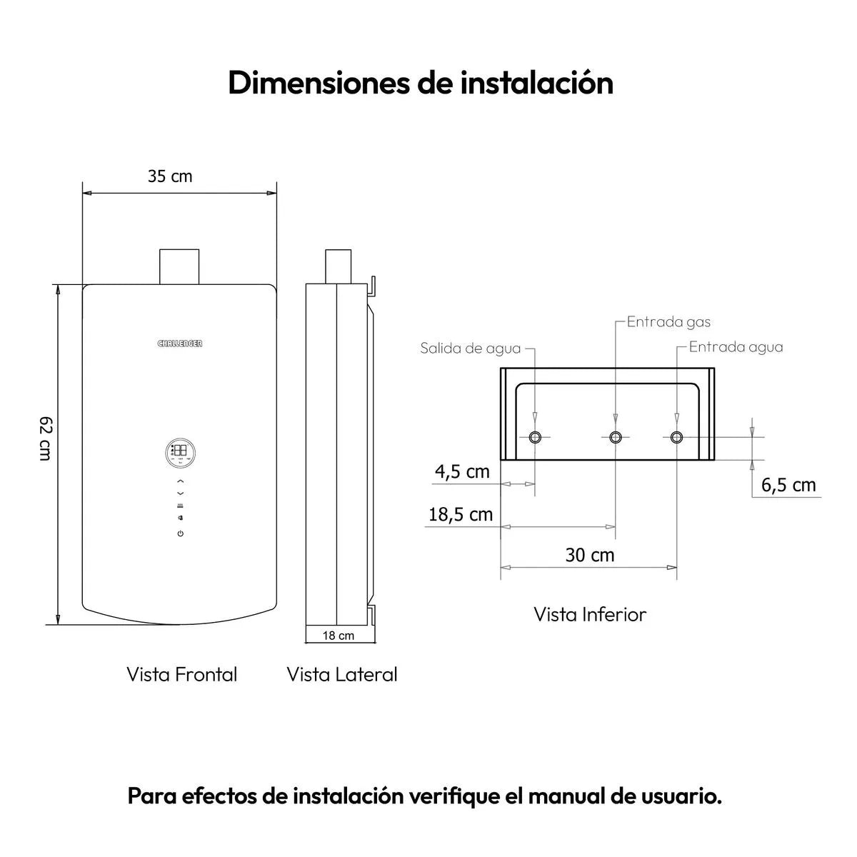 Calentador de Paso Challenger Gas Natural 12 Lts Tiro Forzado - WHD7125-GN