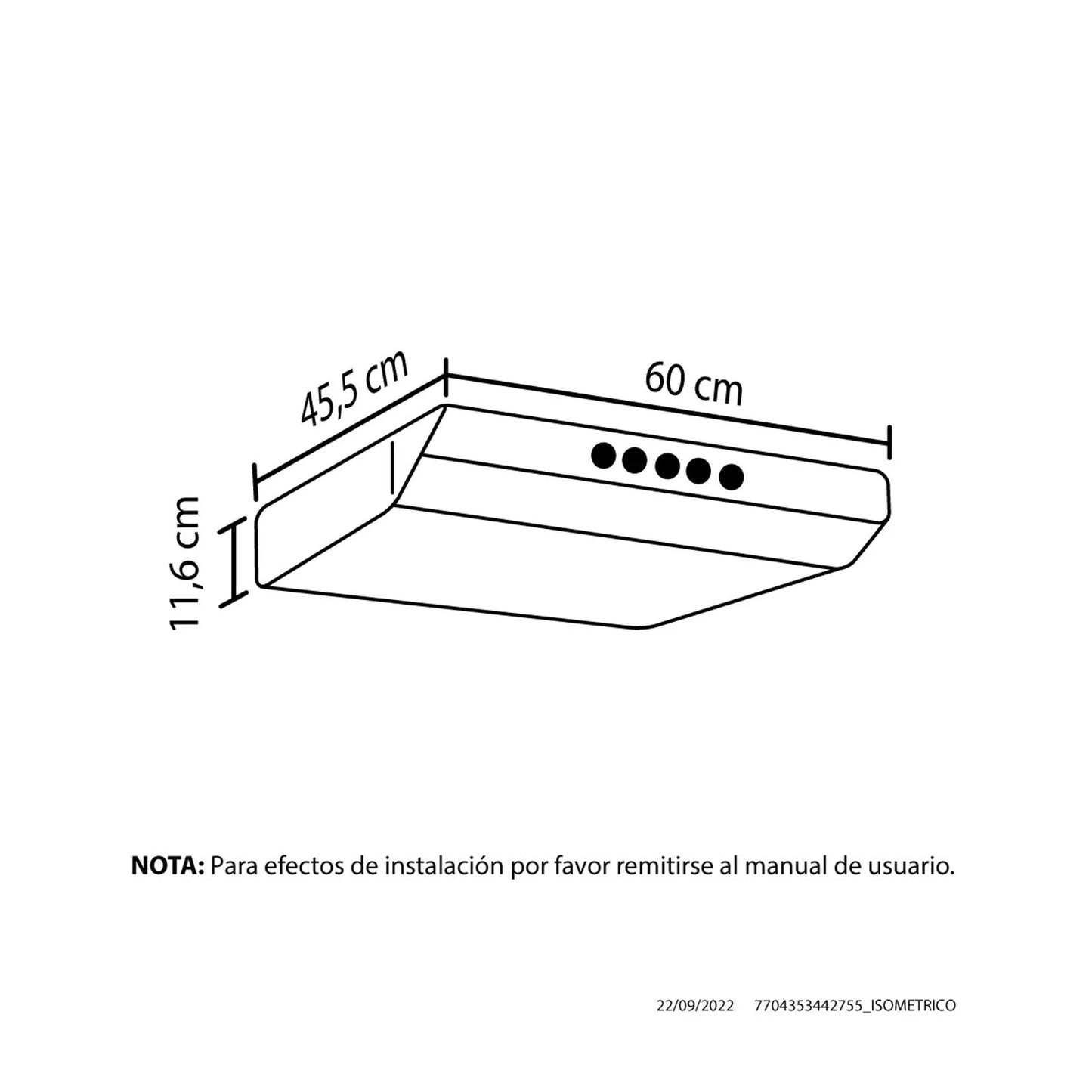 Campana Kala Negra 60cm 3 Velocidades Haceb