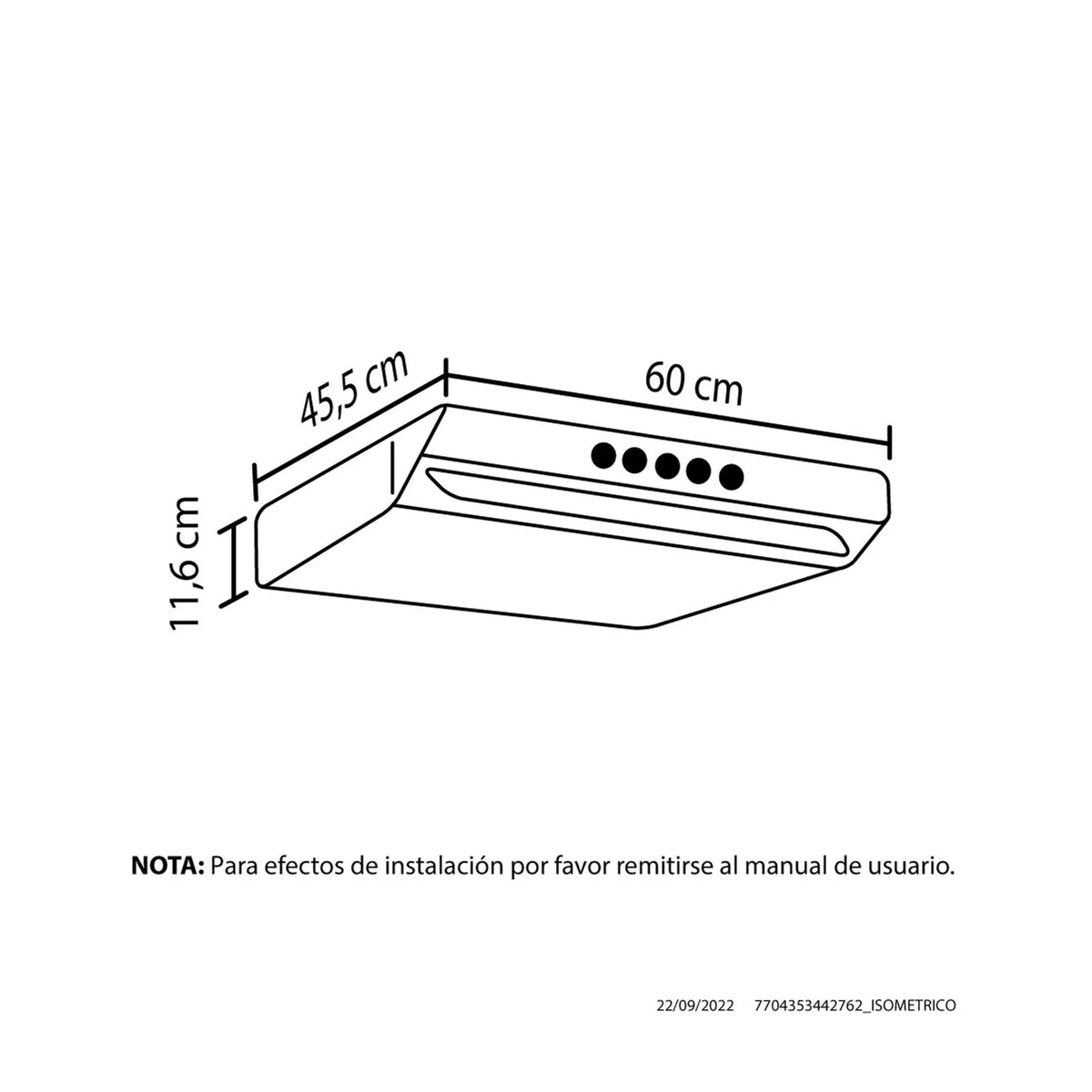 Campana Haceb Kala Inox Negra 60Cm 3 Velocidades - CKALA60V3-INOX-NE
