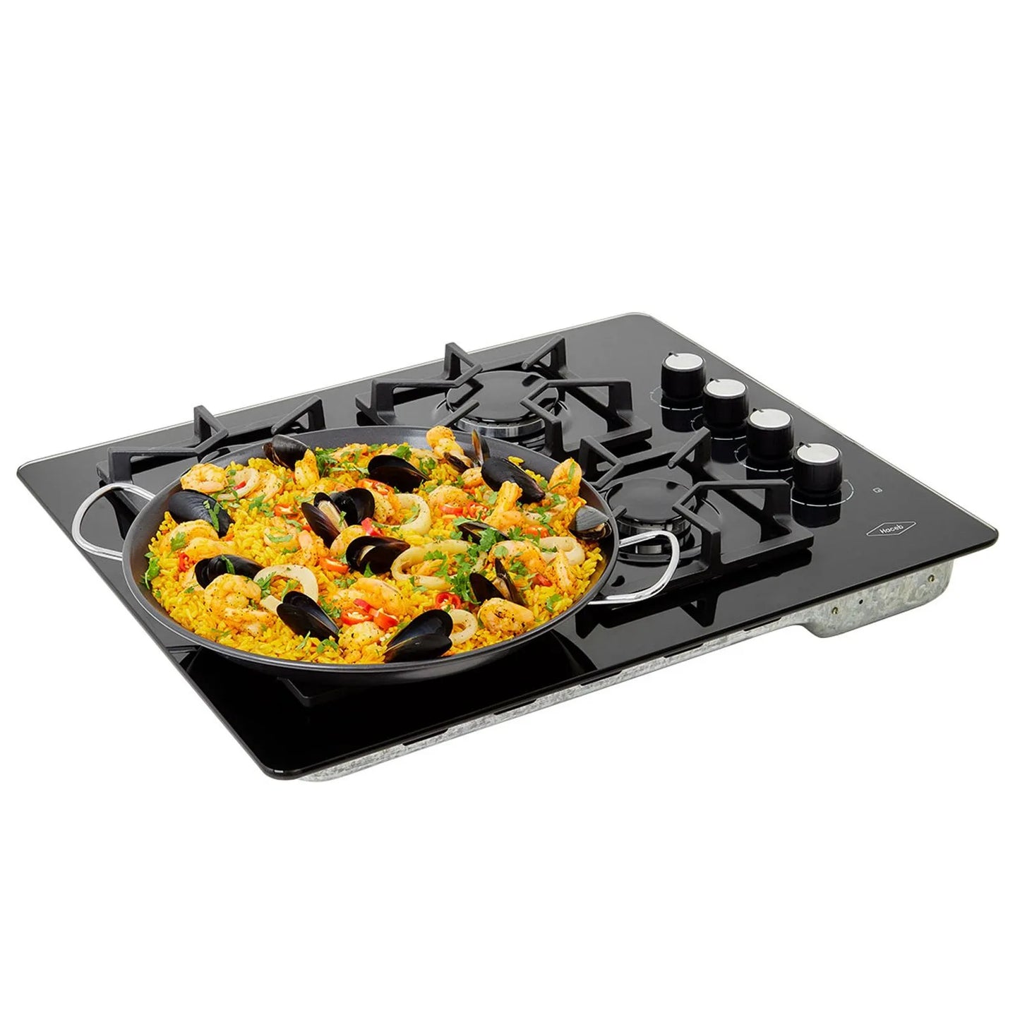 Estufa de Empotrar Tandoori Cristal Haceb de 4 puestos de 60X51 cm a Gas Natural - CUB TANDOORI CRISTAL 66-54 GN - Logística Haceb