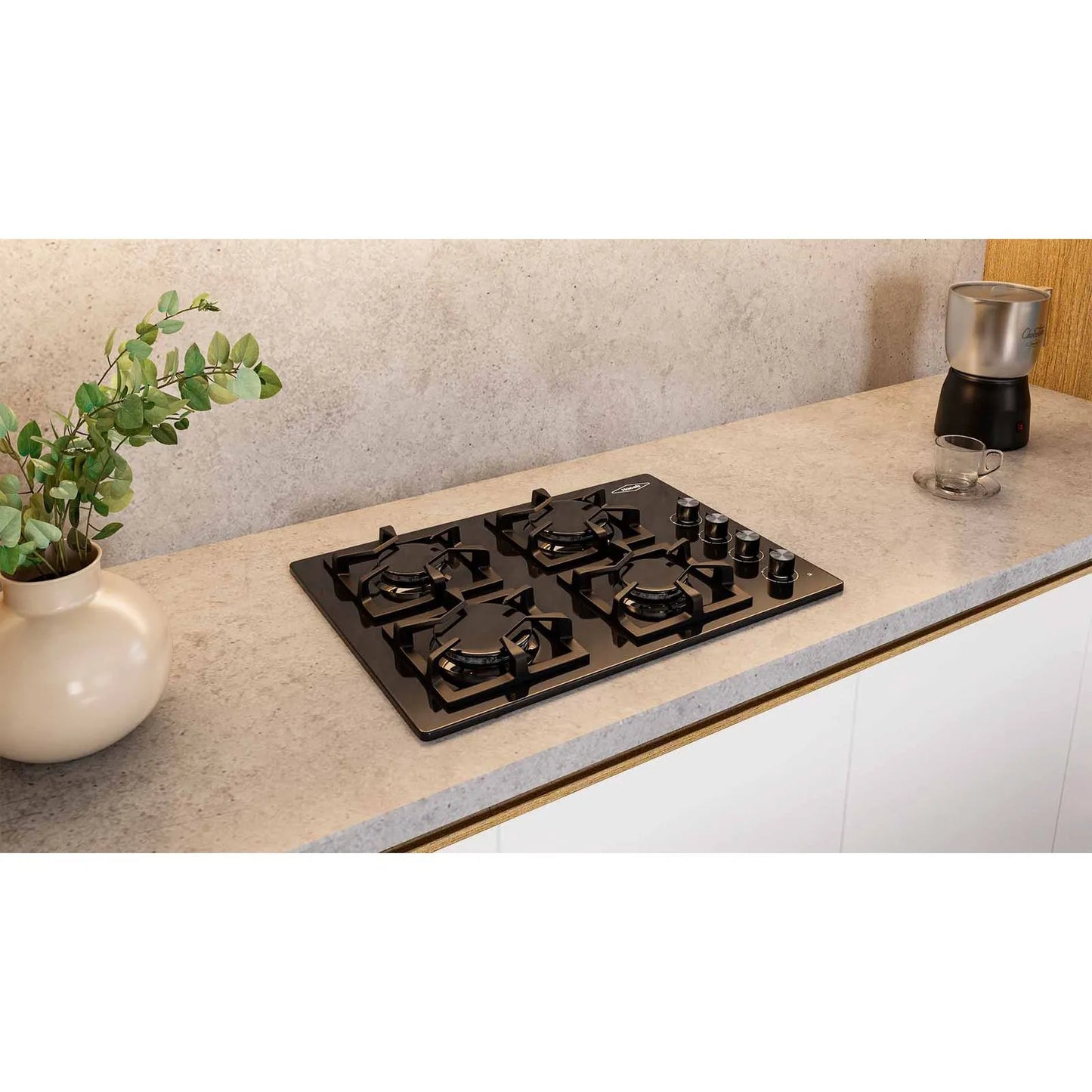 Estufa de Empotrar Tandoori Cristal Haceb de 4 puestos de 60X51 cm a Gas Natural - CUB TANDOORI CRISTAL 66-54 GN - Logística Haceb