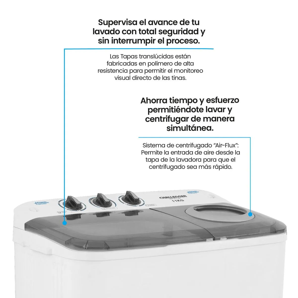 Lavadora Challenger Semiautomática Carga Superior 11 Kg - CW4711