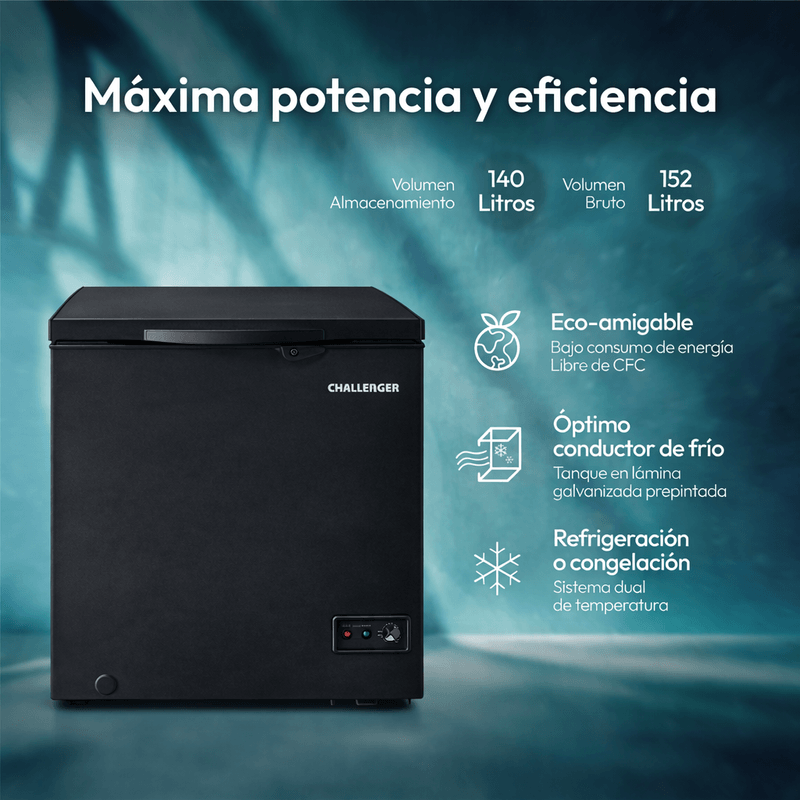 Congelador Challenger Horizontal 152 Lts Brutos Negro - CH226NE
