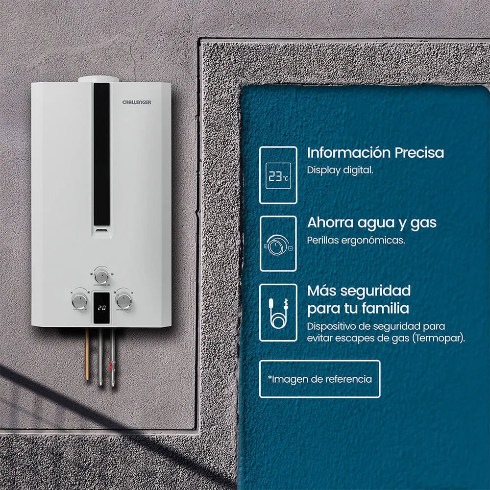Calentador de paso a gas Natural Challenger 6 Litros Tiro Natural - WHN7060-GN