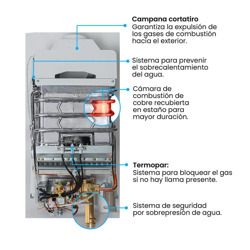 Calentador de paso a gas Natural Challenger 6 Litros Tiro Natural - WHN7060-GN