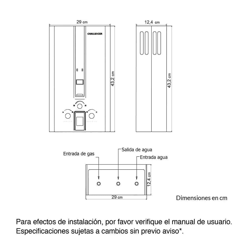 Calentador de paso a gas Natural Challenger 6 Litros Tiro Natural - WHN7060-GN