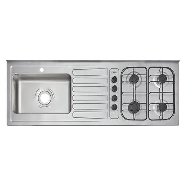 Mesón Haceb 1.50 metros pozuelo izquierdo gas natural sin encendido eléctrico - MESON OVATA 1.50 INOX ML 4PI SE GN 1 OR- Logística Haceb